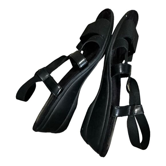 Life stride pull on elastic slight wedge sandals black size 11 - Picture 7 of 9